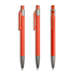 Bolígrafo de aluminio engomado con clip de plástico y tinta azul color naranja