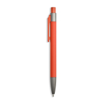 Bolígrafo de aluminio engomado con clip de plástico y tinta azul color naranja