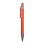 Bolígrafo de aluminio engomado con clip de plástico y tinta azul color naranja