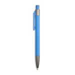 Bolígrafo de aluminio engomado con clip de plástico y tinta azul color azul claro