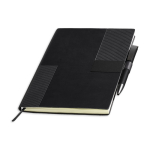 Set de libreta flexible de piel sintética y bolígrafo A5 hojas a rayas color negro vista 11