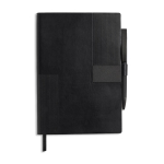 Set de libreta flexible de piel sintética y bolígrafo A5 hojas a rayas color negro