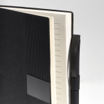 Set de libreta flexible de piel sintética y bolígrafo A5 hojas a rayas color negro