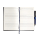 Set de libreta flexible de piel sintética y bolígrafo A5 hojas a rayas color negro