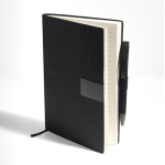 Set de libreta flexible de piel sintética y bolígrafo A5 hojas a rayas color negro