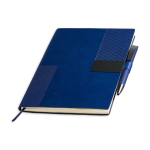 Set de libreta flexible de piel sintética y bolígrafo A5 hojas a rayas color azul marino
