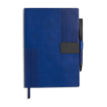 Set de libreta flexible de piel sintética y bolígrafo A5 hojas a rayas color azul marino