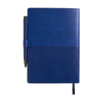 Set de libreta flexible de piel sintética y bolígrafo A5 hojas a rayas color azul marino