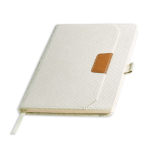 Libreta de tejido pana con bolsillo frontal y portaboli A5 hojas lisas color beige