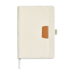 Libreta de tejido pana con bolsillo frontal y portaboli A5 hojas lisas color beige