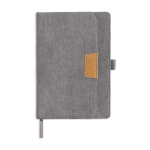 Libreta de tejido pana con bolsillo frontal y portaboli A5 hojas lisas color gris claro
