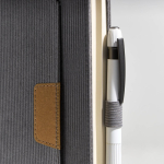 Libreta de tejido pana con bolsillo frontal y portaboli A5 hojas lisas color gris claro