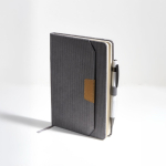 Libreta de tejido pana con bolsillo frontal y portaboli A5 hojas lisas color gris claro