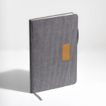 Libreta de tejido pana con bolsillo frontal y portaboli A5 hojas lisas color gris claro