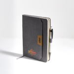 Libreta de tejido pana con bolsillo frontal y portaboli A5 hojas lisas color gris claro