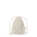 Bolsa pequeña de material ecológico con cordones a juego 140 g/m2 color beige