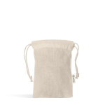 Bolsa pequeña de material ecológico con cordones a juego 140 g/m2 color beige