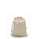 Bolsa pequeña de material ecológico con cordones a juego 140 g/m2 color beige