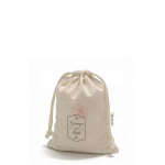Bolsa pequeña de material ecológico con cordones a juego 140 g/m2 vista con logo impreso