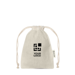 Bolsa pequeña de material ecológico con cordones a juego 140 g/m2 vista de impresión