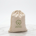 Bolsa de algodón reciclado y plástico reciclado con cordones 140 g/m2 vista con logo impreso