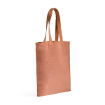 Bolsa de algodón reciclado y plástico reciclado con fuelle 140 g/m2 color marrón anaranjado