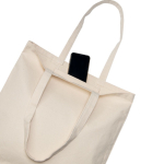 Bolsa de lona de algodón reciclado con bolsillo interior 310 g/m2 color beige