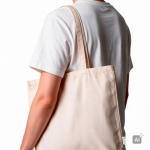Bolsa de lona de algodón reciclado con bolsillo interior 310 g/m2 color beige