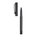 Conjunto de bolígrafo y roller de aluminio mate con tinta negra color negro
