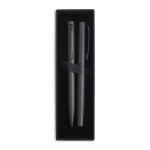 Conjunto de bolígrafo y roller de aluminio mate con tinta negra color negro