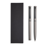 Conjunto de bolígrafo y roller de aluminio mate con tinta negra color antracita