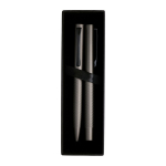 Conjunto de bolígrafo y roller de aluminio mate con tinta negra color antracita
