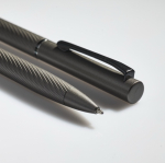 Conjunto de bolígrafo y roller de aluminio mate con tinta negra color antracita