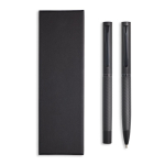 Conjunto de bolígrafo y roller de aluminio mate con tinta negra