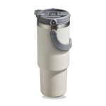 Vaso térmico de acero inoxidable con pajita abatible de boquilla 900ml color beige