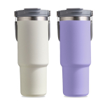 Vaso térmico de acero inoxidable con pajita abatible de boquilla 900ml color beige