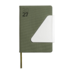 Agenda de piel sintética con solapa triangular magnética A5 color verde oliva