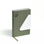 Agenda de piel sintética con solapa triangular magnética A5 color verde oliva