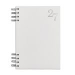 Agenda de piel sintética con tapa dura y doble espiral plateado A5 color blanco