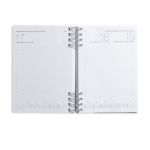 Agenda de piel sintética con tapa dura y doble espiral plateado A5 color blanco