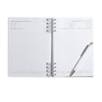 Agenda de piel sintética con tapa dura y doble espiral plateado A5 color blanco