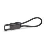Llavero de plástico reciclado con cable USB-C y carga rápida 60W color negro