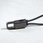Llavero de plástico reciclado con cable USB-C y carga rápida 60W color negro