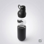 Botella térmica de acero inoxidable reciclado convertible a vaso 500ml color negro