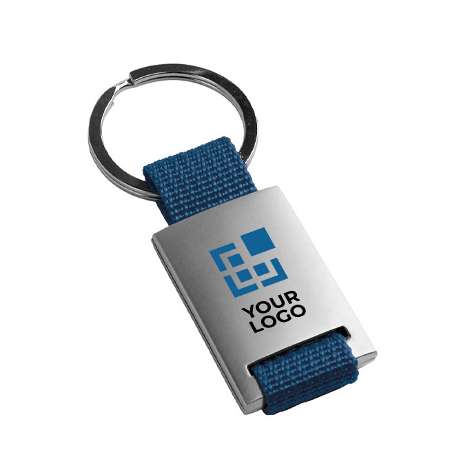 Llavero serigrafiado de metal con tira de colores en poliéster Colors