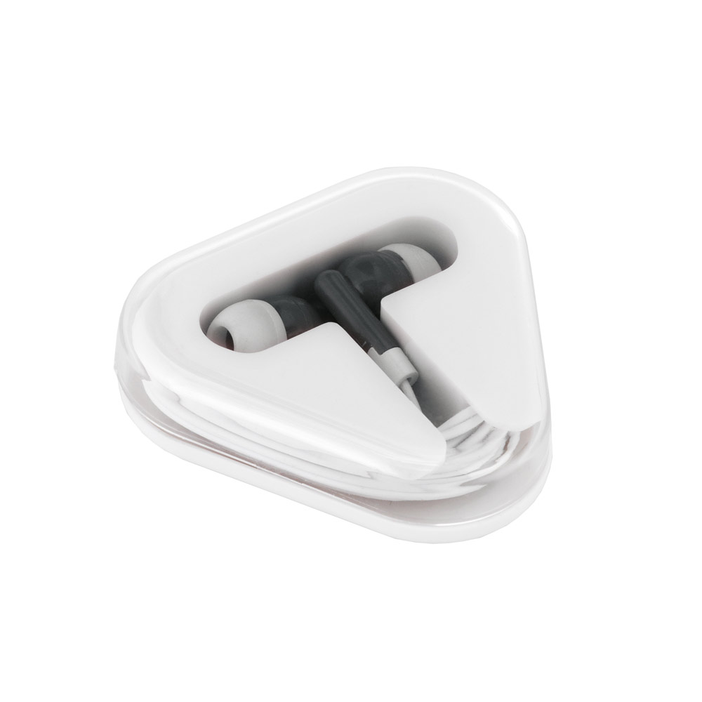 Auricular promocional con cable en estuche triangular