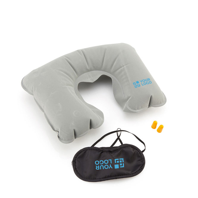 Set de viaje con almohada, antifaz y tapones