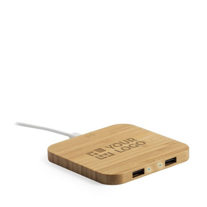 Base de carga inalámbrica cuadrada de bambú Natura Square