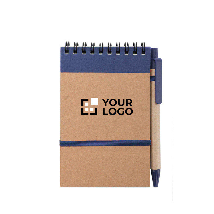 Bloc de notas con bolígrafo de cartón A6 hojas a rayas EcoSpiral