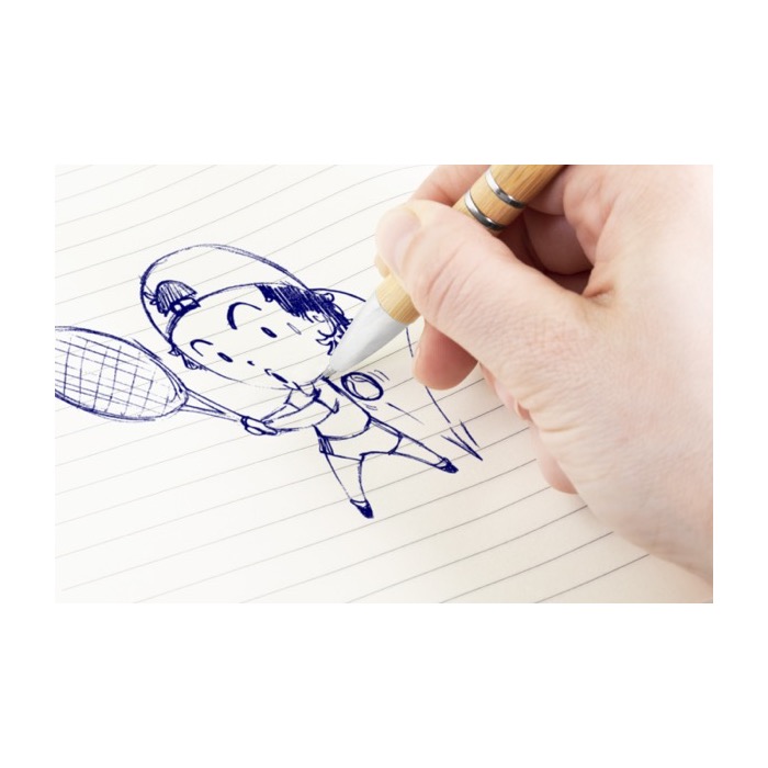 Bolígrafo personalizado de bambú y aluminio tinta azul Aster Bamboo